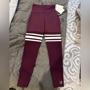 Bombshell Sportswear Varsity Mesh Leggings Burgundy Wine Size Small NWT
